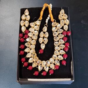 Elegant Gold and Red Jewelry Set